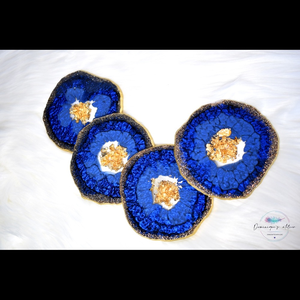 Blue & Gold coasters (set of 4)